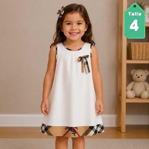 [1351] Vestido Burberry Blanco- 4