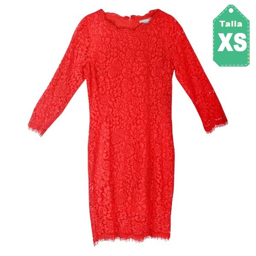 [1357] Vestido HyM Encaje Rojo- XS