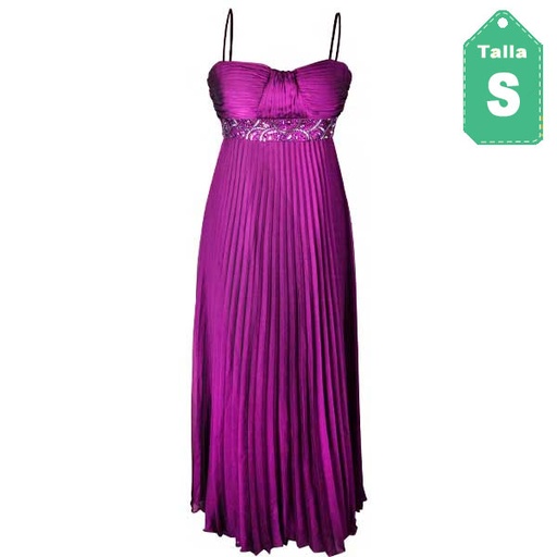 [1421] Vestido Oleg Cassini Plisado Morado- S