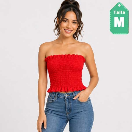 [1497] Top Fruncido Rojo- M