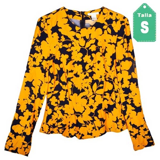 [1650] Blusa HyM Mostaza y Azul Marino- S