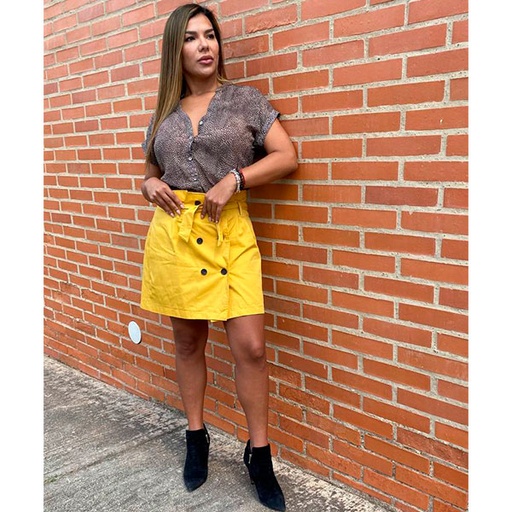 [1726] Falda Bershka Mostaza- L