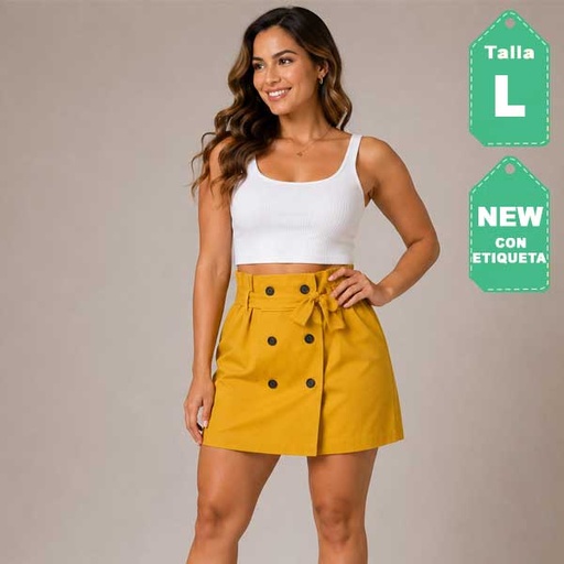 [1726] Falda Bershka Mostaza- L