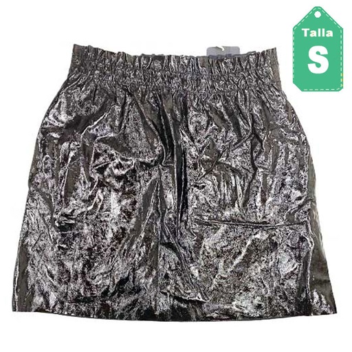 [2194] Falda Zara Cuero Negro- S