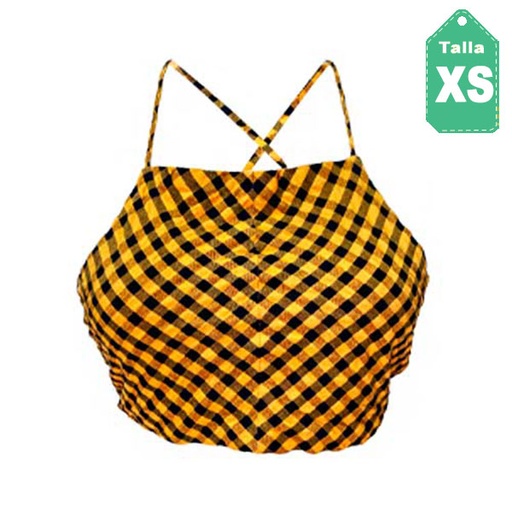 [2201] Crop Top Zara Cuadros - XS