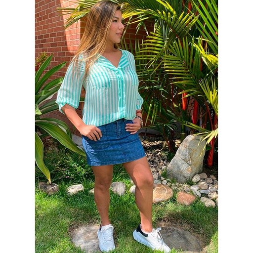 [2309] Blusa A´GACCI Aquamarine- L