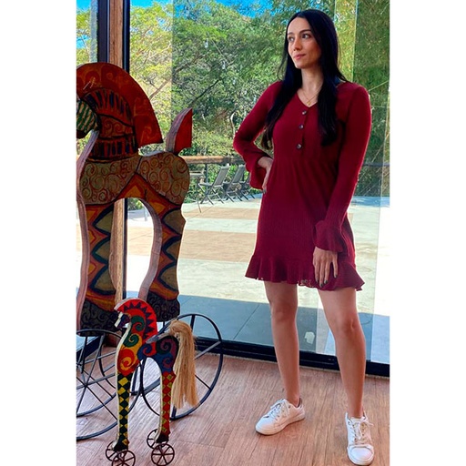 [2678] Vestido Shein Vinotinto- L