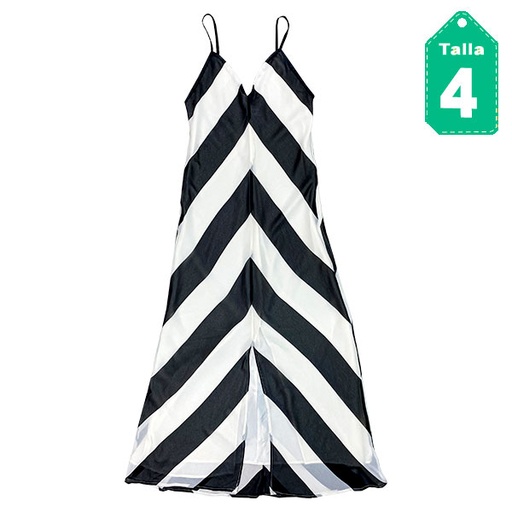 [2808] Vestido Jhon Rogers Marfil y Negro- XS