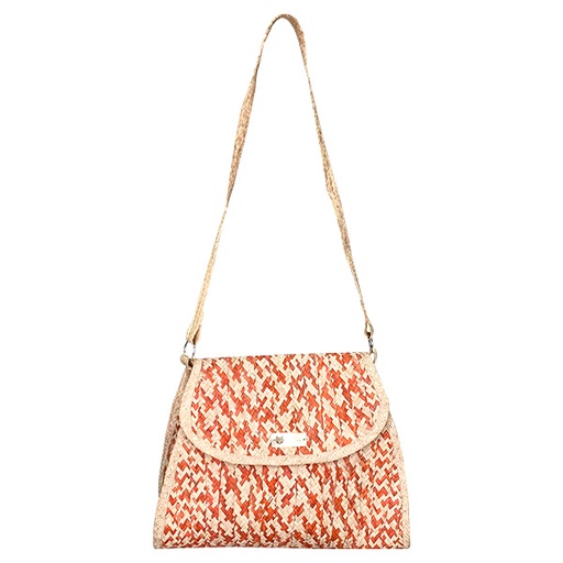 [2982] Cartera Artesanal Nude y Coral