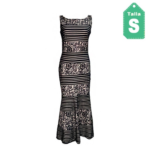 [3054] Vestido Sangria Nude y Negro- S