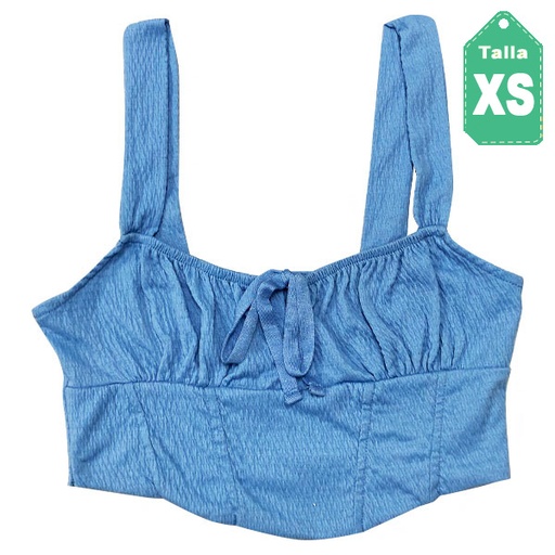 [3077] Crop Top Cotton.On Azul Claro- XS