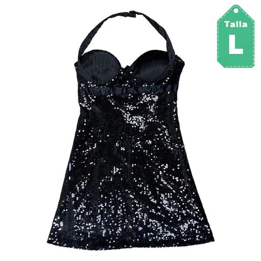 [3233] Vestido Orange Negro- L