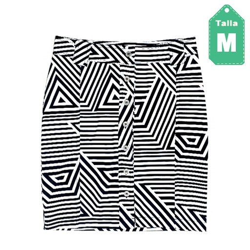 [3408] Falda Carolina Gamez Blanco y Negro- M