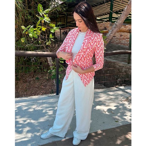 [3436] Blazer Piel de Dios Rojo y Blanco- XS