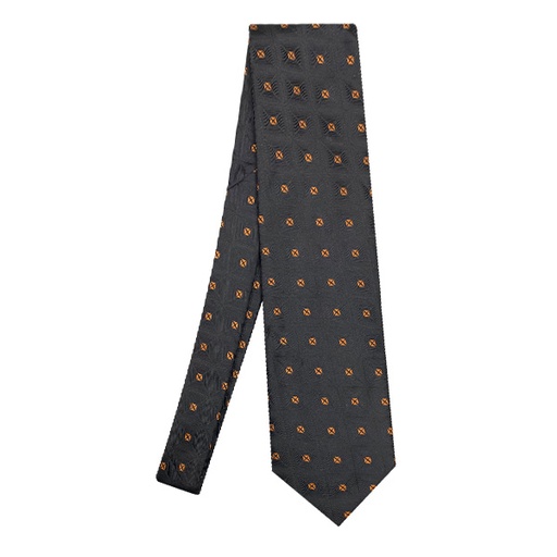 [3486] Corbata Capone Negro y Naranja