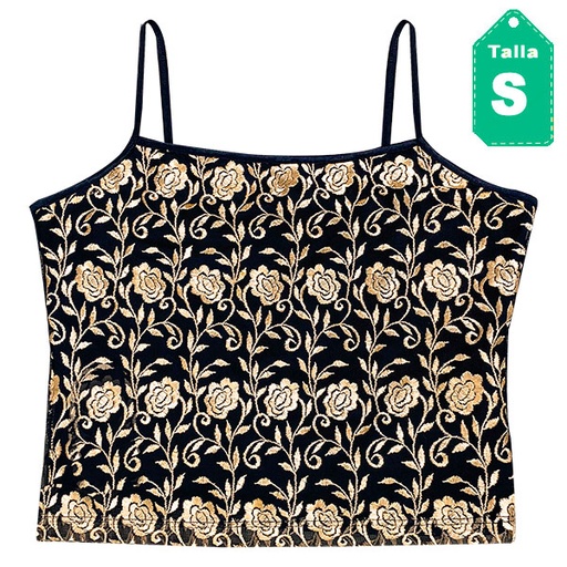 [3467] Top Mea Fashion Negro y Ocre- L