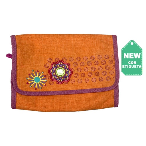 [3537] Cartuchera Plegada Naranja y Fucsia