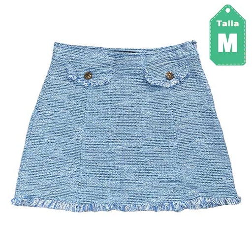 [3636] Falda Zara Azul Celeste- M