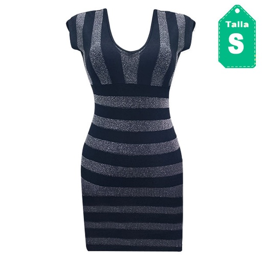 [3616] Vestido Bebe Azul y Plateado- S