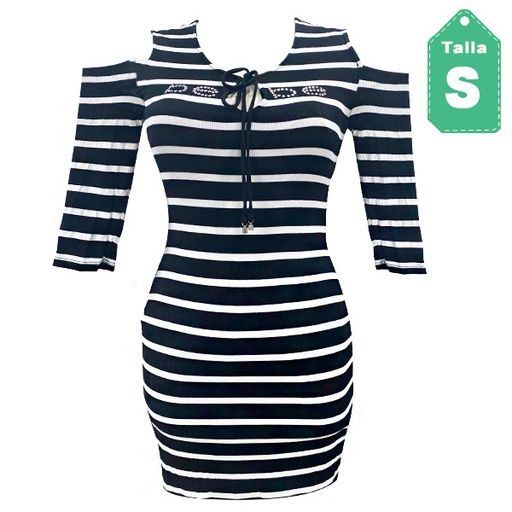 [3614] Vestido Bebe Negro y Blanco- S