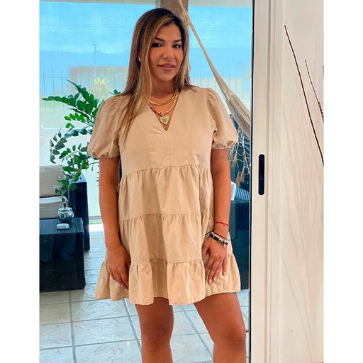 [3660] Vestido Zara Nude- M