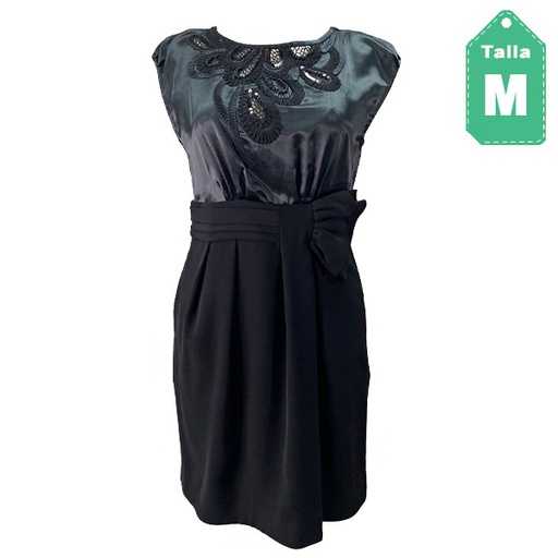 [3794] Vestido Argenti Negro- M