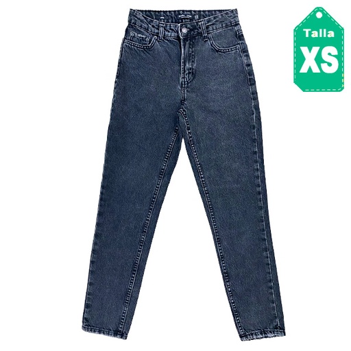 [3810] Mom Jeans Bershka Negro Denim- XS
