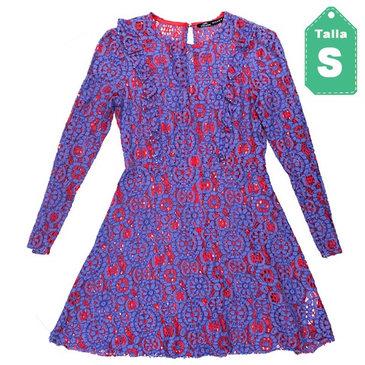 [3807] Vestido Aishop  Lila y Rojo- S