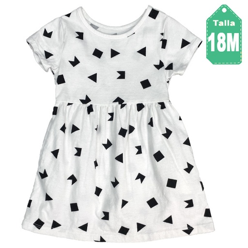 [3914] Vestido Wonder Nation Blanco y Negro-18M