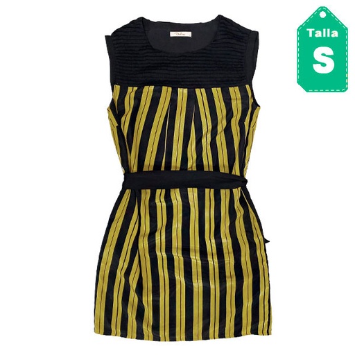 [4100] Vestido Darling Mostaza y Negro- S