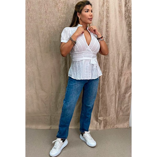 [4262] Mom Jeans HyM Azul Prelavado- 26