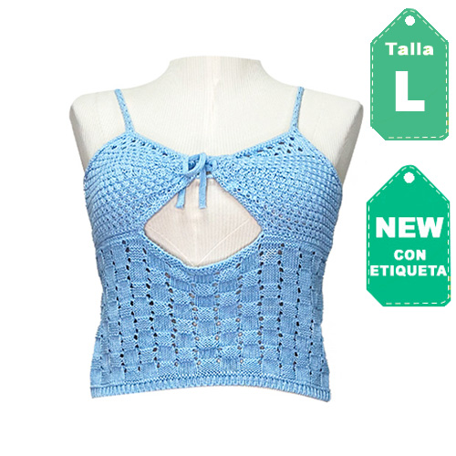 [4267] Top Zara Azul Celeste- L