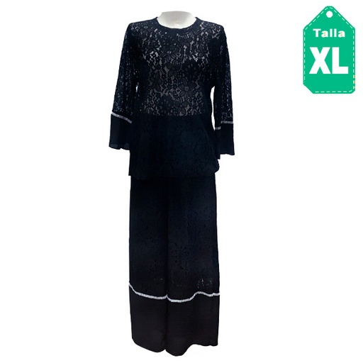 [4335] Conjunto Encaje Negro- XL