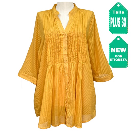 [4454] Camisa Chances R. Mostaza- Plus Size