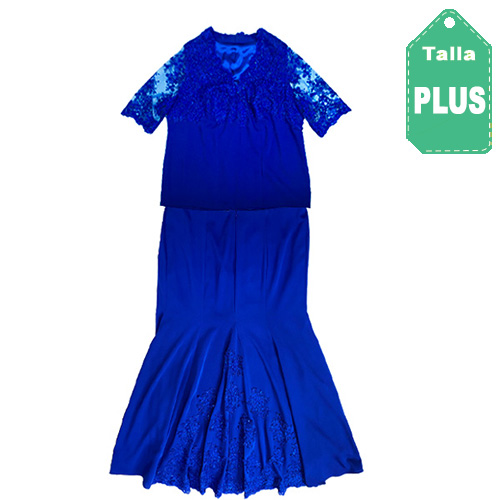 [4491] Conjunto de Gala Azul Rey- Plus Size