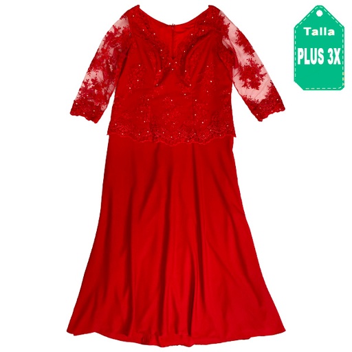 [4490] Vestido de Gala Rojo- Plus Size