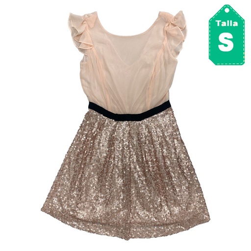 [4578] Vestido Forever21 Nude y Lentejuelas- S