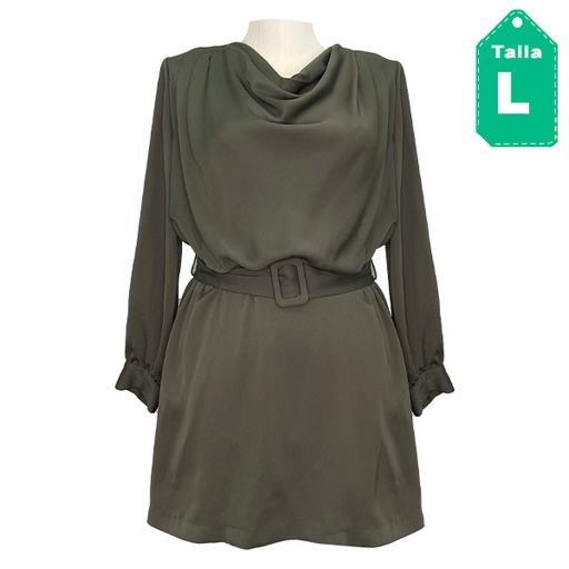 [4630] Vestido Zara Verde Pino- L