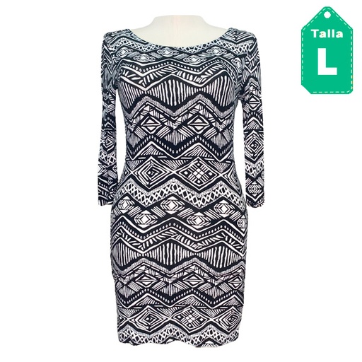 [4660] Vestido Forever21 Blanco y Negro- L