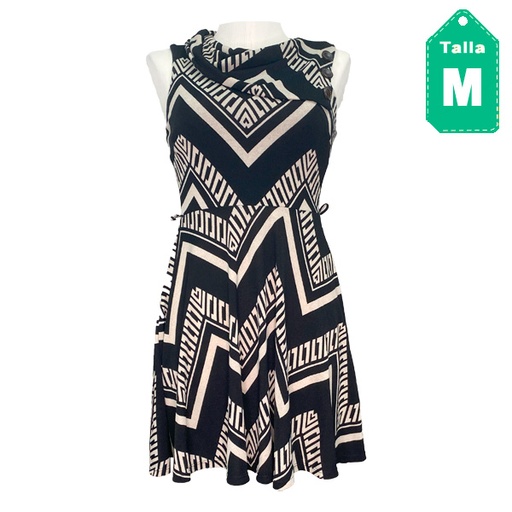 [4653] Vestido Papaya Nude y Negro- M