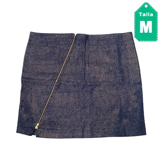 [4699] Falda Azul Metalizado- M