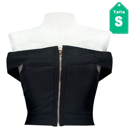 [4956] Crop Top Wow Couture Negro- S