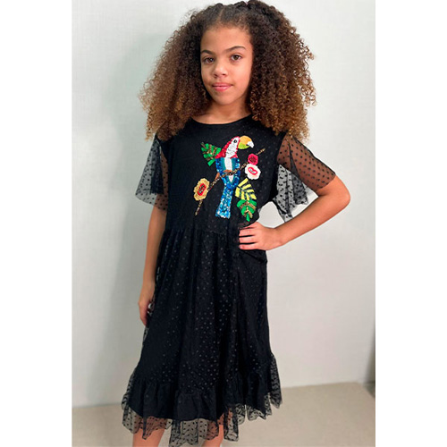 [4995] Vestido Zara Kids Negro- 13/14
