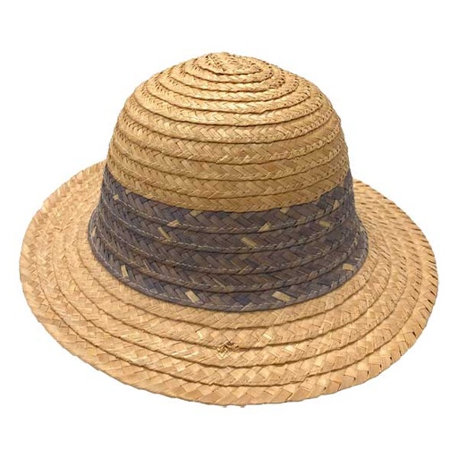 [5323] Sombrero Playero Nude y Azul Oscuro