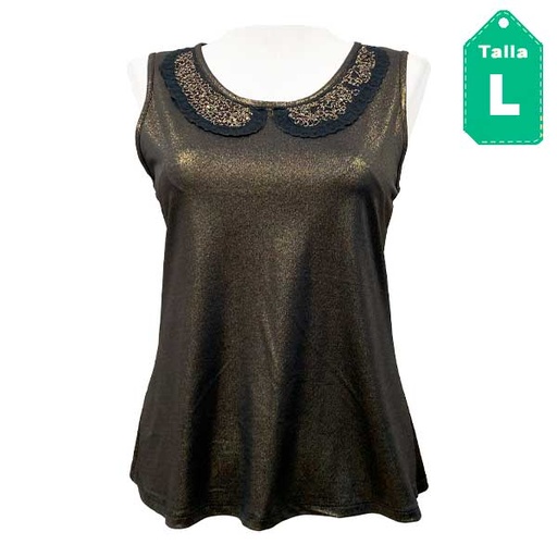 [5374] Blusa De Colores Dorado y Negro- L