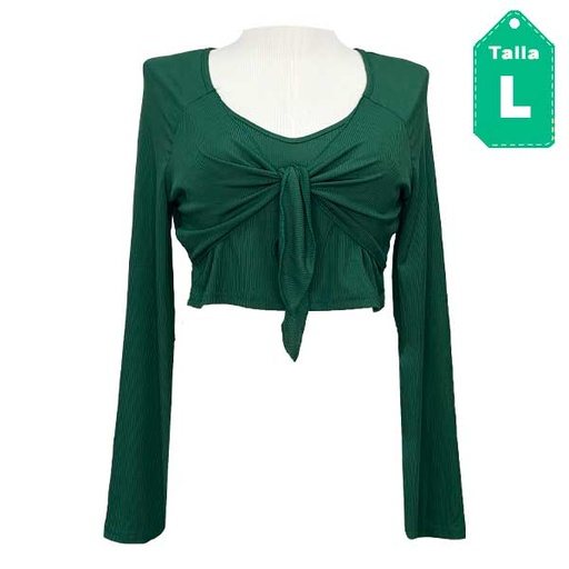 [5515] Crop Top Shein Verde Cesped- L