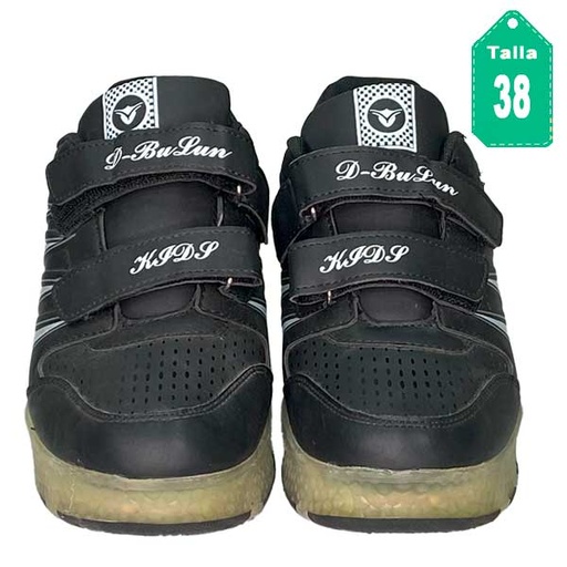 [5574] Zapatos Tipo Patin Fashion Negro- 38