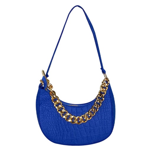 [5588] Cartera Azul Rey y Dorado