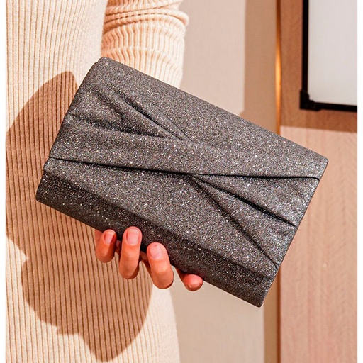 [5592] Cartera Tipo Sobre Plateado