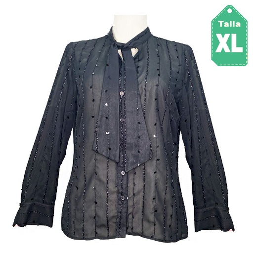 [5695] Camisa Teijido Negro- XL